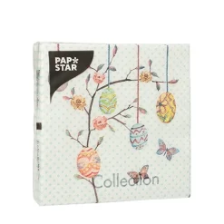 PAPSTAR Servietten, 3-lagig 1/4-Falz 25 cm x 25 cm "Easter Branch", 14 x 20 Stück