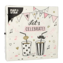 PAPSTAR Servietten, 3-lagig 1/4-Falz 33 cm x 33 cm "Let's Celebrate"