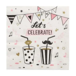 PAPSTAR Servietten, 3-lagig 1/4-Falz 33 cm x 33 cm "Let's Celebrate"