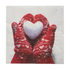 PAPSTAR Servietten, 3-lagig 1/4-Falz 33 cm x 33 cm "Mittens in the Snow"