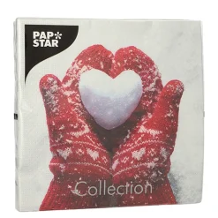 PAPSTAR Servietten, 3-lagig 1/4-Falz 33 cm x 33 cm "Mittens in the Snow"