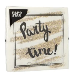 PAPSTAR Servietten, 3-lagig 1/4-Falz 33 cm x 33 cm "Party Time"
