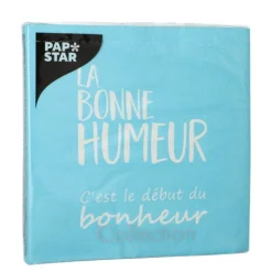 PAPSTAR Servietten, 3-lagig 1/4-Falz 33 cm x 33 cm blau "La Bonne Humeur"