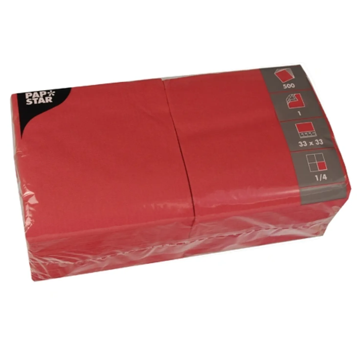 PAPSTAR Servietten, 1-lagig 1/4-Falz 33 cm x 33 cm rot, 10 x 500 Stück