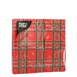 PAPSTAR Servietten, 3-lagig 1/4-Falz 25 cm x 25 cm "Tartan"
