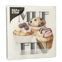 PAPSTAR Servietten, 3-lagig 1/4-Falz 33 cm x 33 cm "Muffin"
