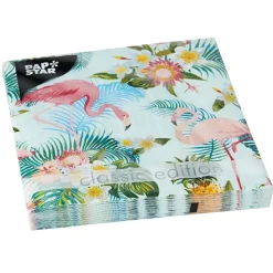 PAPSTAR Servietten, 3-lagig 1/4-Falz 33 cm x 33 cm "Exotic Flamingos"