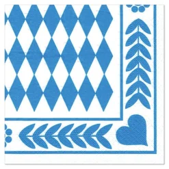 PAPSTAR Servietten, 3-lagig 1/4-Falz 33 cm x 33 cm "Bayrisch Blau", 4 x 250 Stück