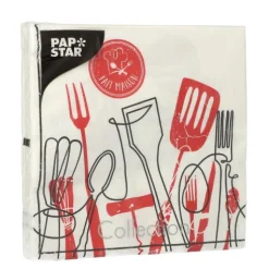 PAPSTAR Servietten, 3-lagig 1/4-Falz 33 cm x 33 cm "Ma Cuisine"