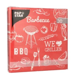 PAPSTAR Servietten, 3-lagig 1/4-Falz 33 cm x 33 cm "BBQ Love"