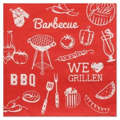 PAPSTAR Servietten, 3-lagig 1/4-Falz 33 cm x 33 cm "BBQ Love"