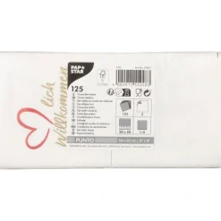 PAPSTAR Servietten, 2-lagig "PUNTO" 1/4-Falz 20 x 20 cm "Herzlich Willkommen & Guten Appetit"