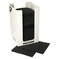 PAPSTAR Servietten, 2-lagig "PUNTO" 1/4-Falz 20 cm x 20 cm schwarz mikrogeprägt, in Spenderbox