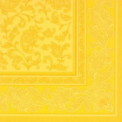 PAPSTAR Servietten "ROYAL Collection" 1/4-Falz 40 cm x 40 cm gelb "Ornaments", 5 x 50 Stück