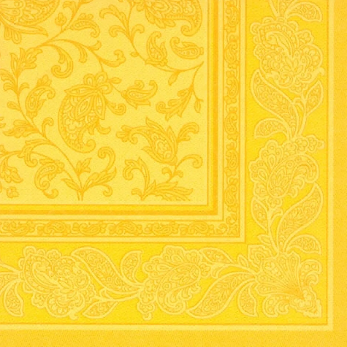 PAPSTAR Servietten "ROYAL Collection" 1/4-Falz 40 cm x 40 cm gelb "Ornaments", 5 x 50 Stück