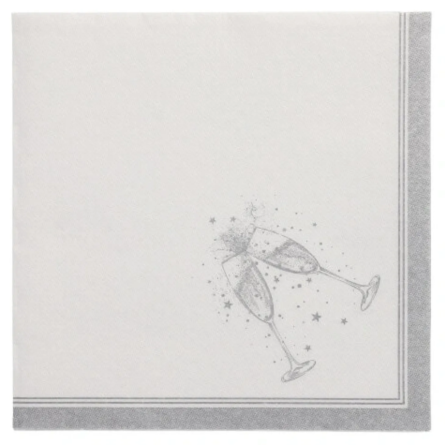 PAPSTAR Servietten "ROYAL Collection" 1/4-Falz 40 cm x 40 cm silber "Festivities", 5 x 50 Stück