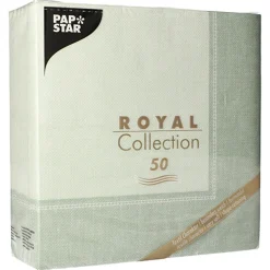 PAPSTAR Servietten "ROYAL Collection" 1/4-Falz 40 cm x 40 cm jadegrün "Linum", 5 x 50 Stück