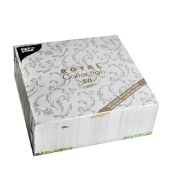 PAPSTAR Servietten "ROYAL Collection" 1/4-Falz 40 cm x 40 cm grau "Damascato"