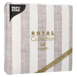 PAPSTAR Servietten "ROYAL Collection" 1/4-Falz 40 cm x 40 cm mocca "Lines"
