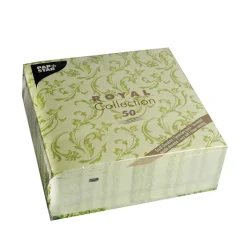 PAPSTAR Servietten "ROYAL Collection" 1/4-Falz 40 cm x 40 cm olivgrün "Damascato"