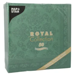 PAPSTAR Servietten "ROYAL Collection" 1/4-Falz 40 cm x 40 cm dunkelgrün "Arabesque"