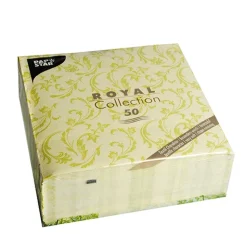 PAPSTAR Servietten "ROYAL Collection" 1/4-Falz 40 cm x 40 cm limonengrün "Damascato"