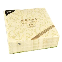 PAPSTAR Servietten "ROYAL Collection" 1/4-Falz 40 cm x 40 cm champagner "Damascato"