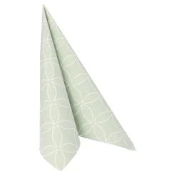 PAPSTAR Servietten "ROYAL Collection" 1/4-Falz 40 cm x 40 cm jadegrün "Circle Flowers", 8 x 20 Stück