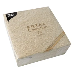PAPSTAR Servietten "ROYAL Collection" 1/4-Falz 40 cm x 40 cm sand "Leaves"