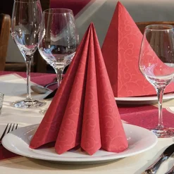 PAPSTAR Servietten "ROYAL Collection" 1/4-Falz 40 cm x 40 cm rot "Damascato"
