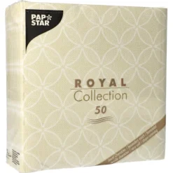 PAPSTAR Servietten "ROYAL Collection" 1/4-Falz 40 cm x 40 cm champagner "Circle Flowers"