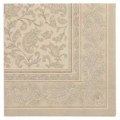 PAPSTAR Servietten "ROYAL Collection" 1/4-Falz 40 cm x 40 cm sand "Ornaments", 5 x 50 Stück