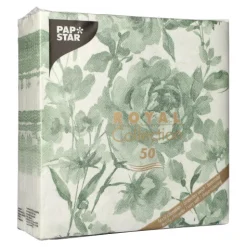 PAPSTAR Servietten "ROYAL Collection" 1/4-Falz 40 cm x 40 cm dunkelgrün "Rose"