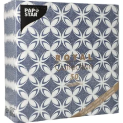 PAPSTAR Servietten "ROYAL Collection" 1/4-Falz 40 cm x 40 cm "Delft", 5 x 50 Stück
