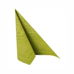 PAPSTAR Servietten "ROYAL Collection" 1/4-Falz 40 cm x 40 cm olivgrün "Ornaments", 5 x 50 Stück
