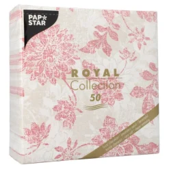 PAPSTAR Servietten "ROYAL Collection" 1/4-Falz 40 cm x 40 cm bordeaux "Flowers", 5 x 50 Stück