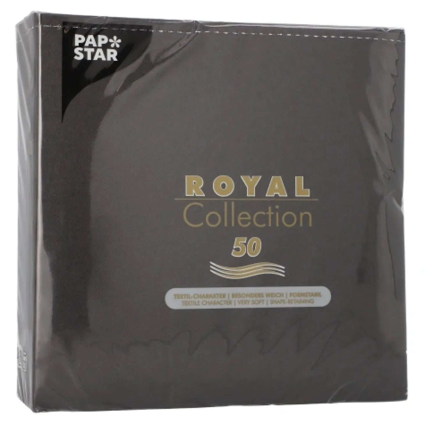 PAPSTAR Servietten "ROYAL Collection" 1/4-Falz 40 cm x 40 cm tiefschwarz, 5 x 50 Stück