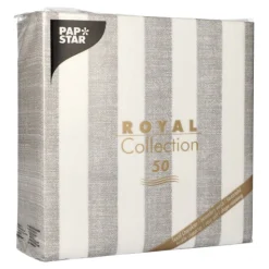 PAPSTAR Servietten "ROYAL Collection" 1/4-Falz 40 cm x 40 cm grau "Lines", 5 x 50 Stück