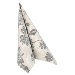 PAPSTAR Servietten "ROYAL Collection" 1/4-Falz 40 cm x 40 cm anthrazit "Flowers", 8 x 20 Stück