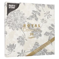 PAPSTAR Servietten "ROYAL Collection" 1/4-Falz 40 cm x 40 cm anthrazit "Flowers", 8 x 20 Stück