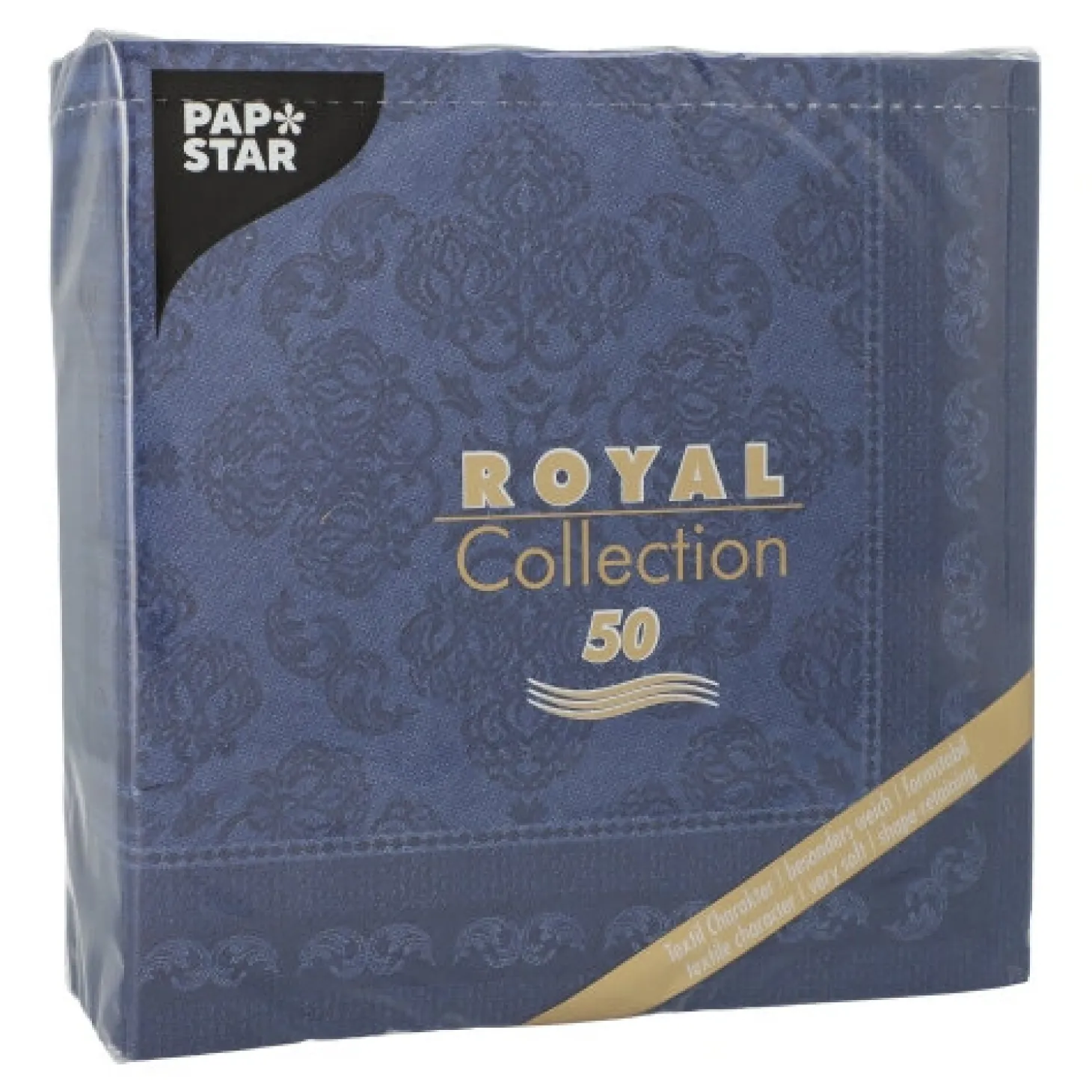 PAPSTAR Servietten "ROYAL Collection" 1/4-Falz 40 cm x 40 cm dunkelblau "Arabesque"