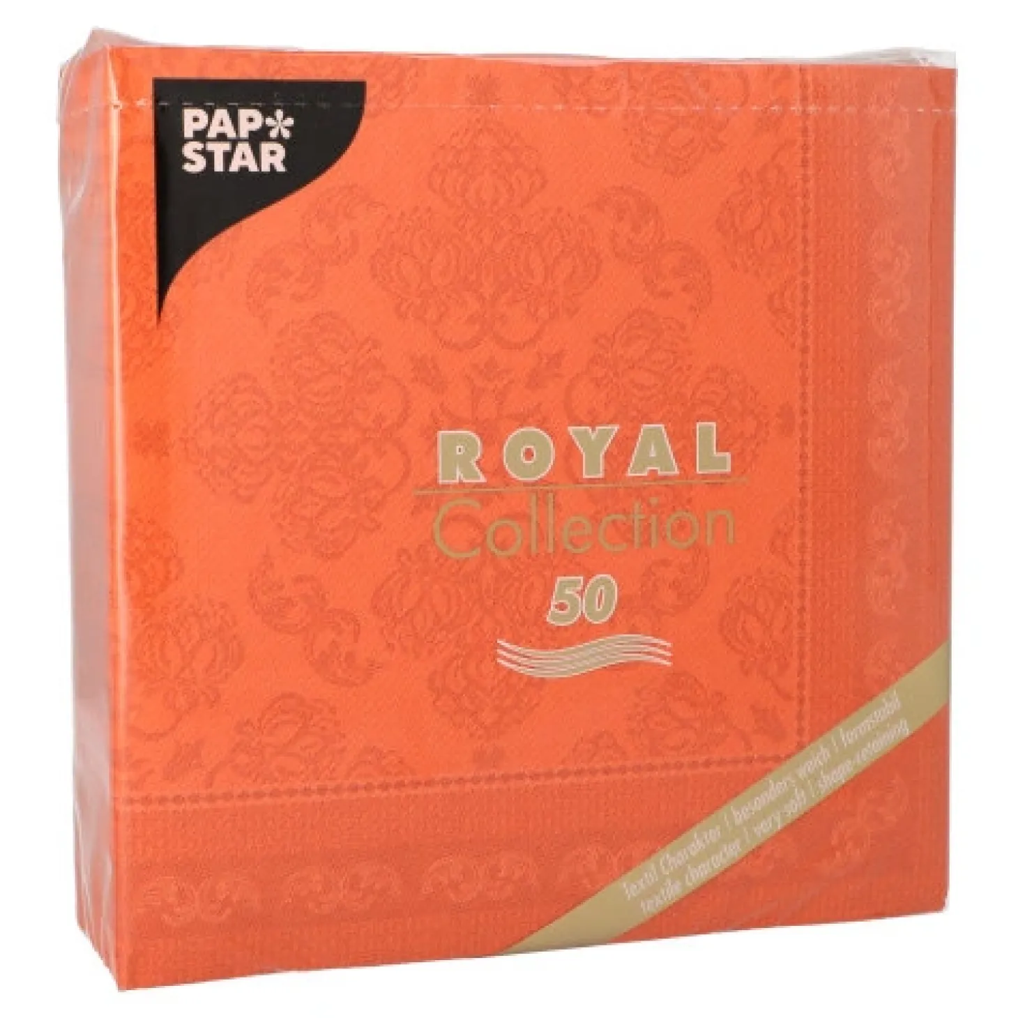 PAPSTAR Servietten "ROYAL Collection" 1/4-Falz 40 cm x 40 cm nektarine "Arabesque"