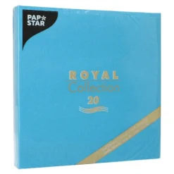PAPSTAR Servietten "ROYAL Collection" 1/4-Falz 40 cm x 40 cm türkis, 8 x 20 Stück