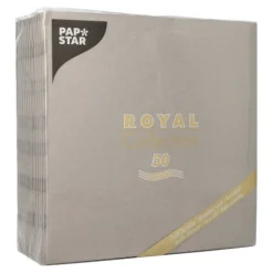 PAPSTAR Servietten "ROYAL Collection" 1/4-Falz 40 cm x 40 cm grau, 5 x 50 Stück
