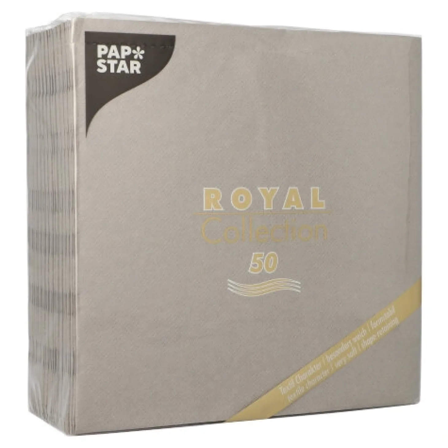 PAPSTAR Servietten "ROYAL Collection" 1/4-Falz 40 cm x 40 cm grau, 5 x 50 Stück