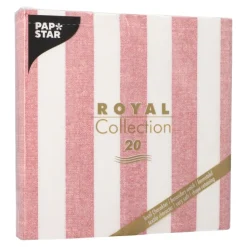 PAPSTAR Servietten "ROYAL Collection" 1/4-Falz 40 cm x 40 cm bordeaux "Lines", 8 x 20 Stück