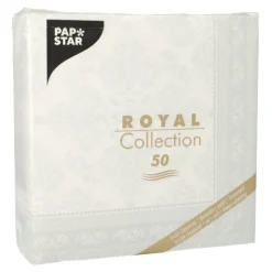 PAPSTAR Servietten "ROYAL Collection" 1/4-Falz 40 cm x 40 cm weiß "Arabesque"