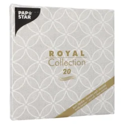 PAPSTAR Servietten "ROYAL Collection" 1/4-Falz 40 cm x 40 cm grau "Circle Flowers", 8 x 20 Stück