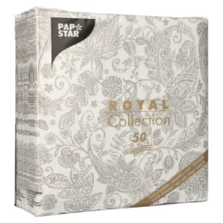 PAPSTAR Servietten "ROYAL Collection" 1/4-Falz 40 cm x 40 cm grau "Paisley"