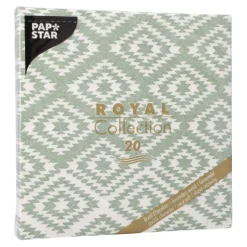 PAPSTAR Servietten "ROYAL Collection" 1/4-Falz 40 cm x 40 cm dunkelgrün "Ethnic Look"